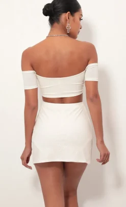 LUCY IN THE SKY Two-Piece Sets^Ali High Slit Shimmer Set In Ivory Gold