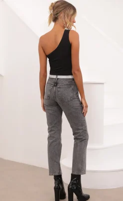 LUCY IN THE SKY Tops|Bodysuits^Asymmetrical Bodysuit In Black