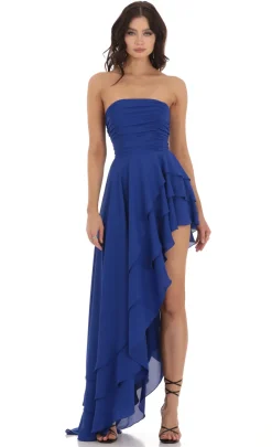 LUCY IN THE SKY Maxi Dresses^Asymmetrical Corset Dress In Blue