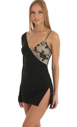 LUCY IN THE SKY Mini Dresses^Asymmetrical Crepe Dress In Black