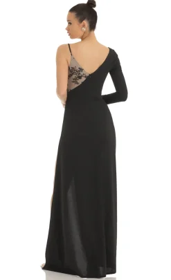 LUCY IN THE SKY Maxi Dresses^Asymmetrical Crepe Maxi Dress In Black