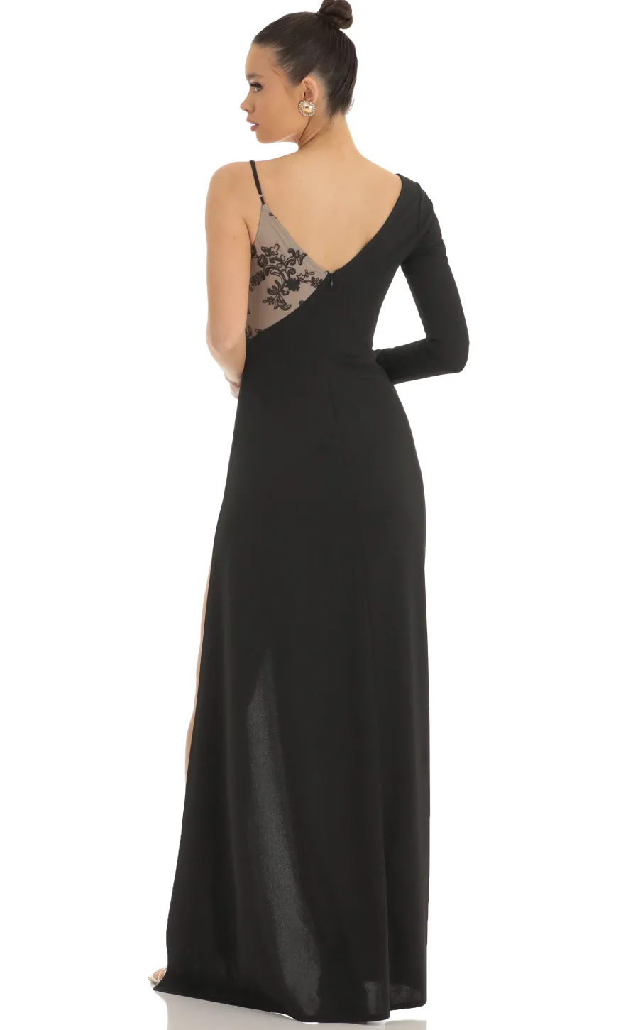 LUCY IN THE SKY Maxi Dresses^Asymmetrical Crepe Maxi Dress In Black