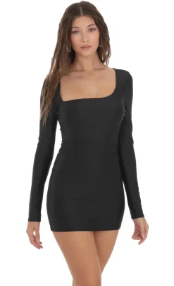 LUCY IN THE SKY Mini Dresses^Asymmetrical Neckline Bodycon Dress In Black