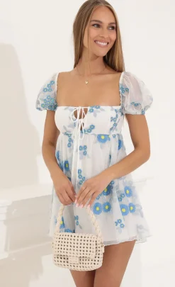 LUCY IN THE SKY Mini Dresses^Baby Doll Dress In White Floral