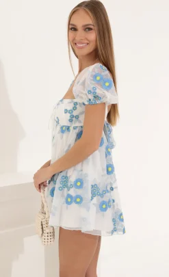 LUCY IN THE SKY Mini Dresses^Baby Doll Dress In White Floral