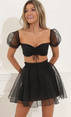 LUCY IN THE SKY Two-Piece Sets^Baby Doll Two Piece Set In Black Dots