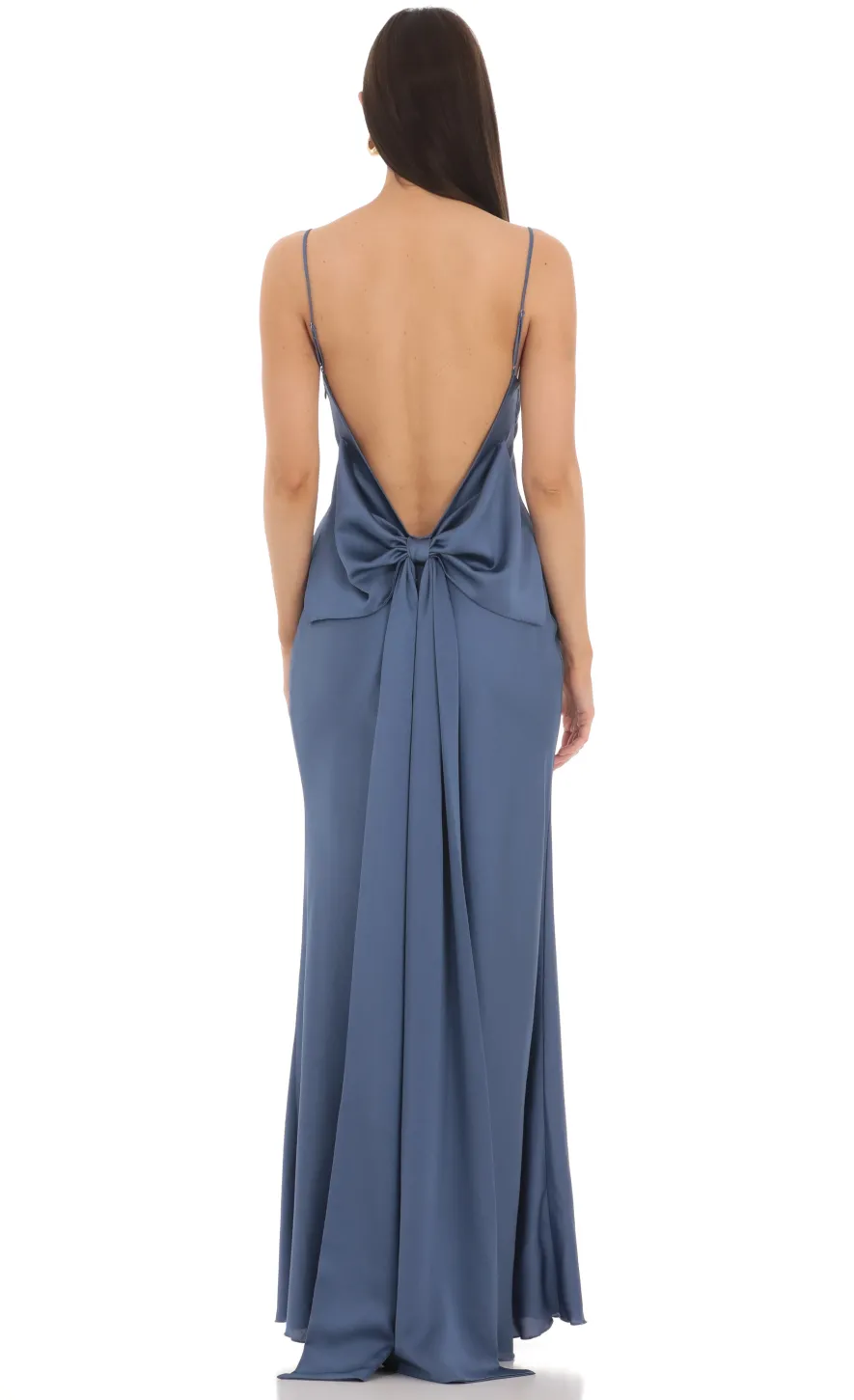 LUCY IN THE SKY Maxi Dresses^Back Bow Satin Dress In Navy
