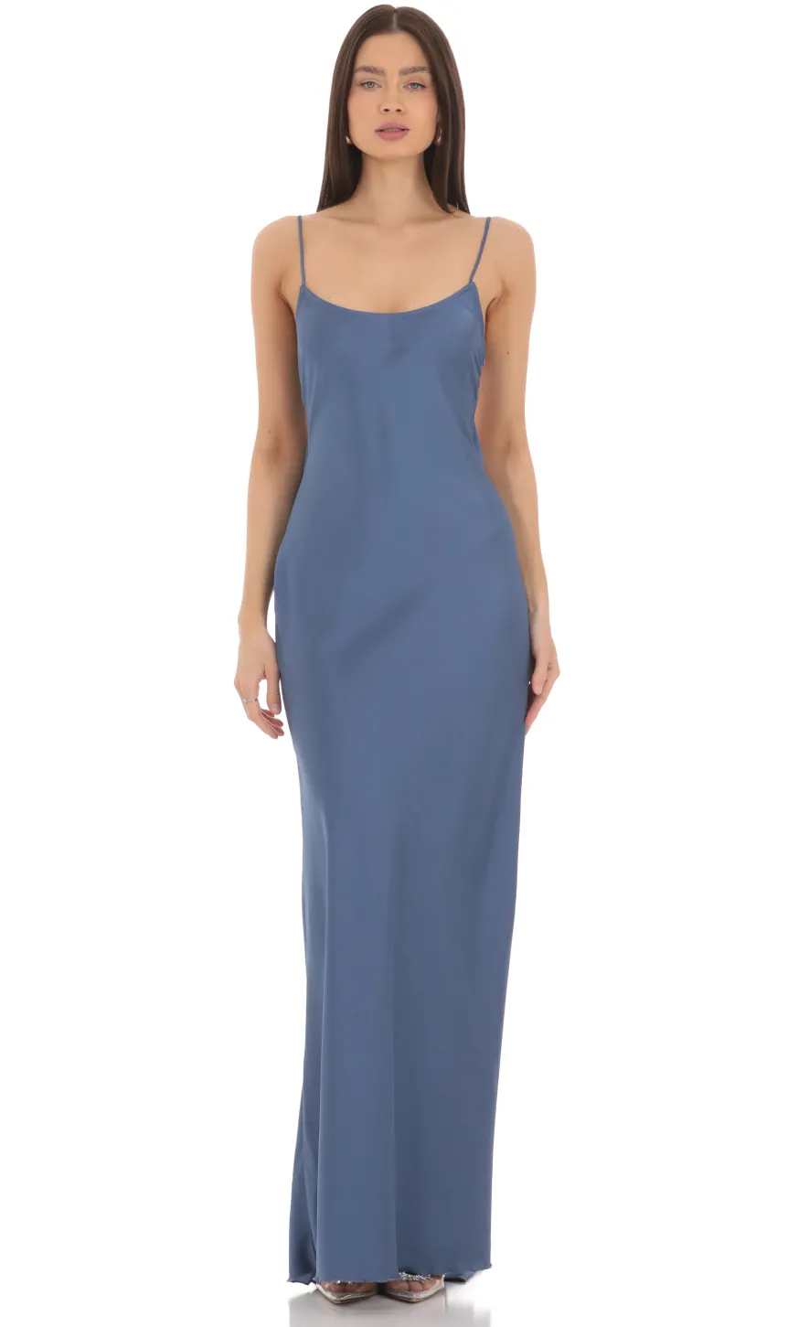 LUCY IN THE SKY Maxi Dresses^Back Bow Satin Dress In Navy