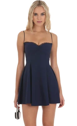 LUCY IN THE SKY Mini Dresses^Back Lace A-Line Dress In Navy