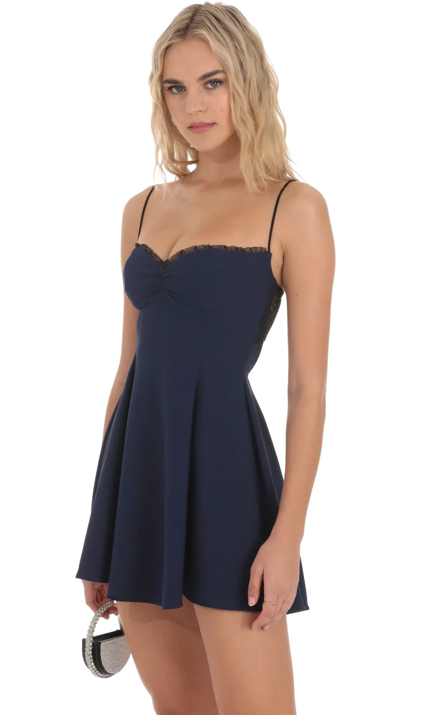 LUCY IN THE SKY Mini Dresses^Back Lace A-Line Dress In Navy