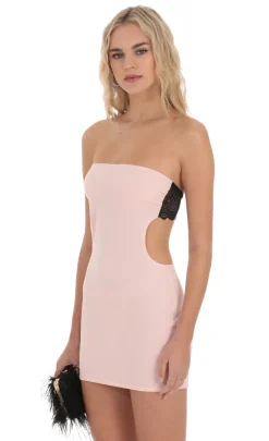 LUCY IN THE SKY Mini Dresses^Back Lace Strapless Dress In Pink