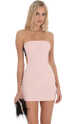LUCY IN THE SKY Mini Dresses^Back Lace Strapless Dress In Pink