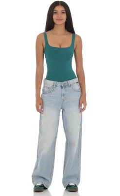 LUCY IN THE SKY Bodysuits^Basic Tank Bodysuit In Teal
