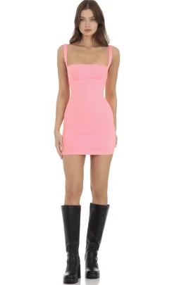 LUCY IN THE SKY Mini Dresses^Bodycon Dress In Neon Pink