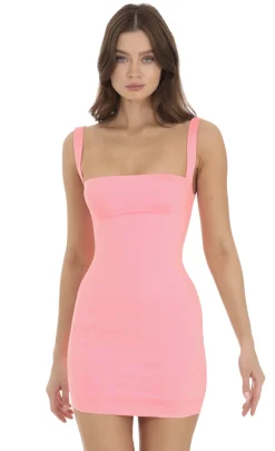 LUCY IN THE SKY Mini Dresses^Bodycon Dress In Neon Pink
