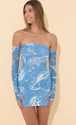 LUCY IN THE SKY Mini Dresses^Bodycon Dress In Swirl Blue