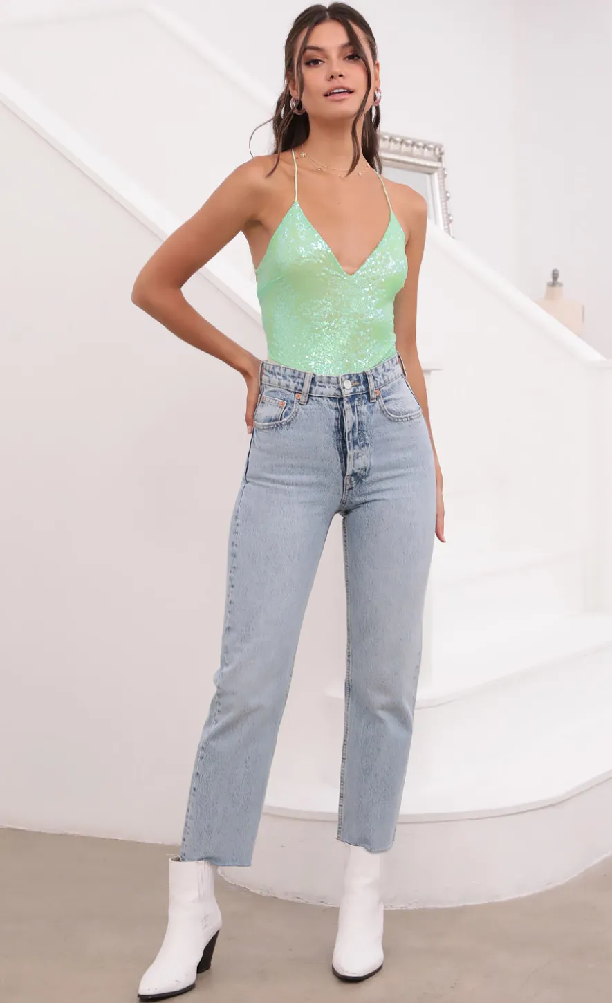 LUCY IN THE SKY Bodysuits^Bodysuit In Lime Green