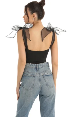 LUCY IN THE SKY Bodysuits^Bow Bodysuit In Black