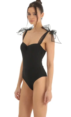 LUCY IN THE SKY Bodysuits^Bow Bodysuit In Black