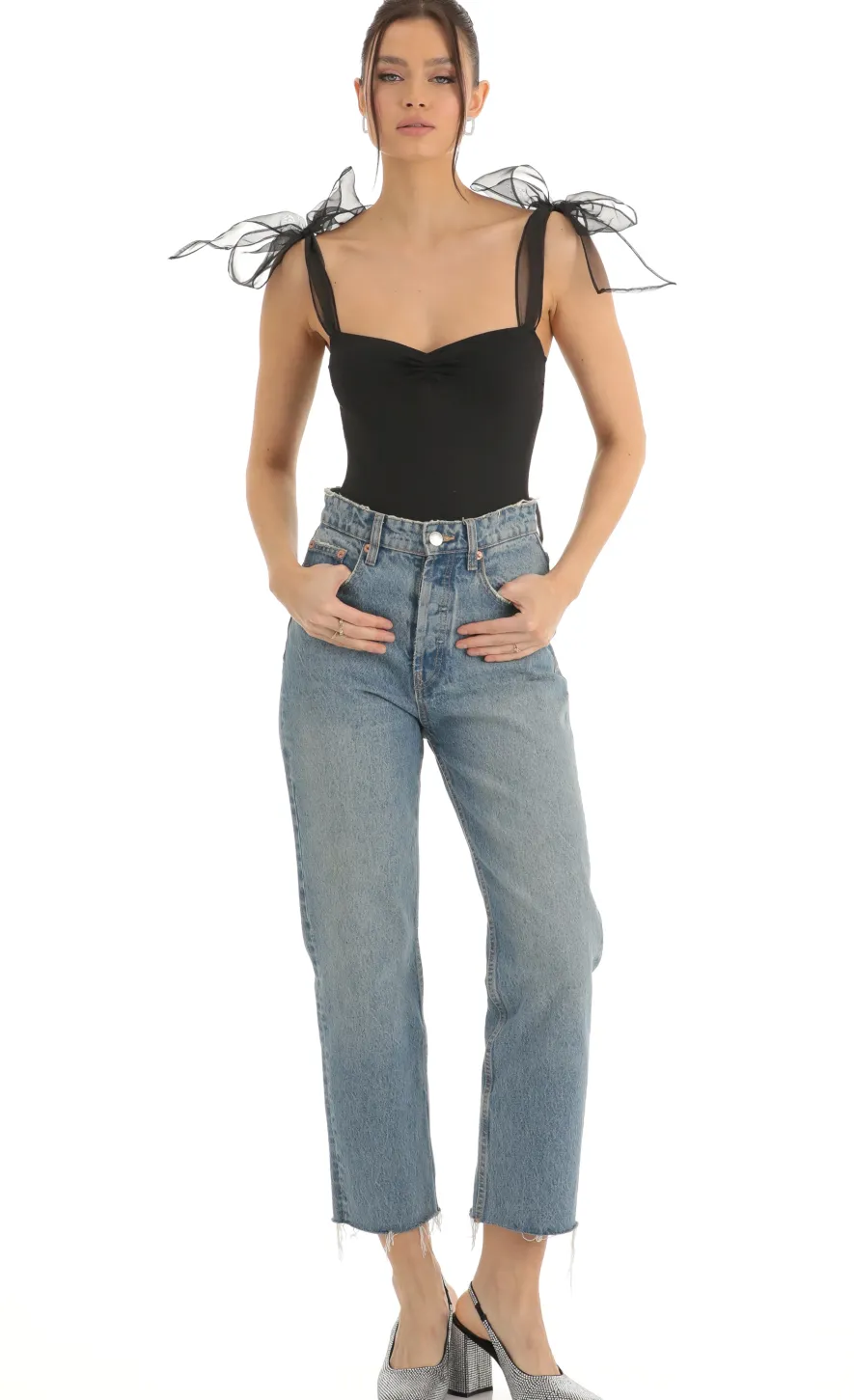 LUCY IN THE SKY Bodysuits^Bow Bodysuit In Black