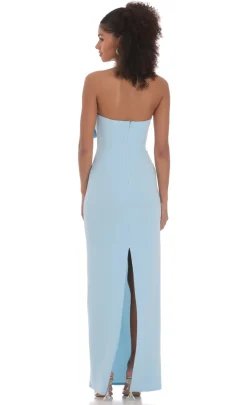 LUCY IN THE SKY Maxi Dresses^Bow Cutout Strapless Maxi Dress In Blue