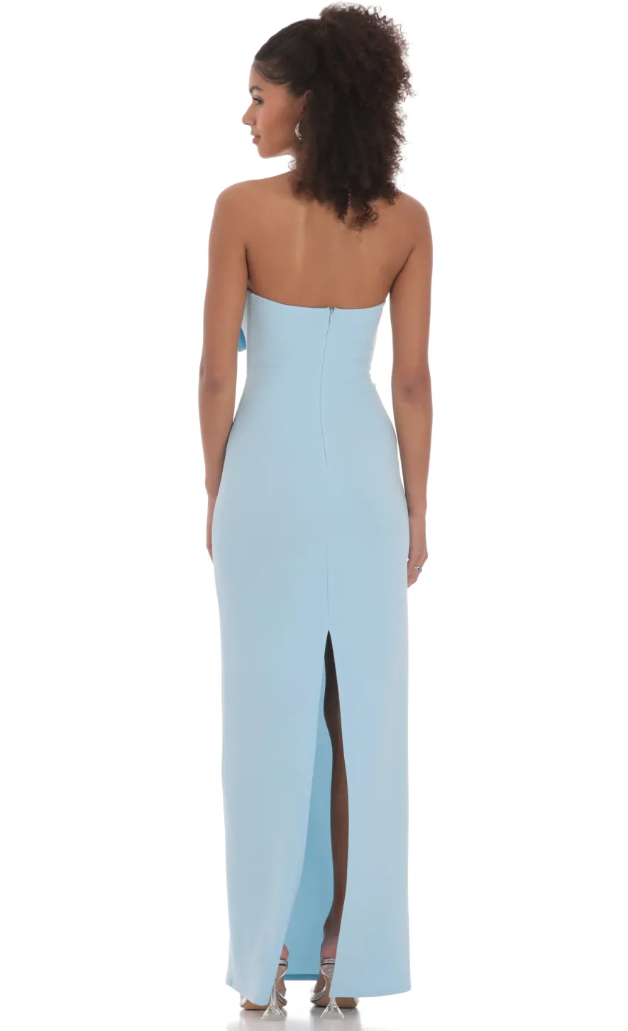 LUCY IN THE SKY Maxi Dresses^Bow Cutout Strapless Maxi Dress In Blue
