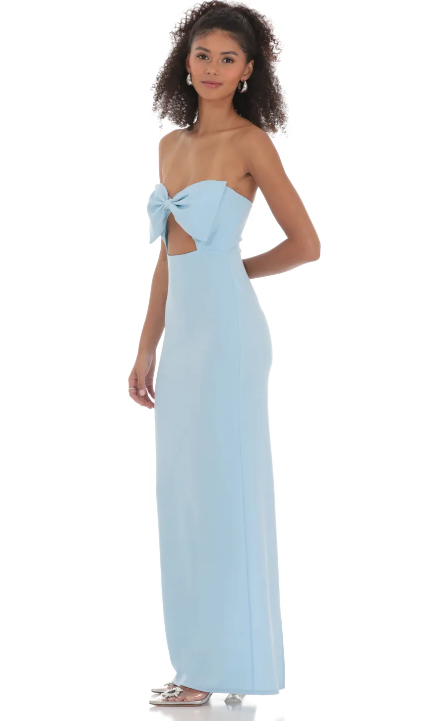 LUCY IN THE SKY Maxi Dresses^Bow Cutout Strapless Maxi Dress In Blue