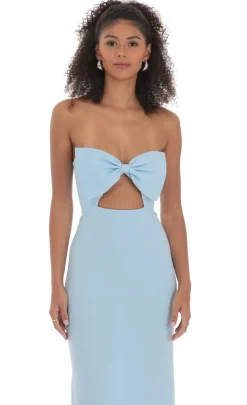 LUCY IN THE SKY Maxi Dresses^Bow Cutout Strapless Maxi Dress In Blue