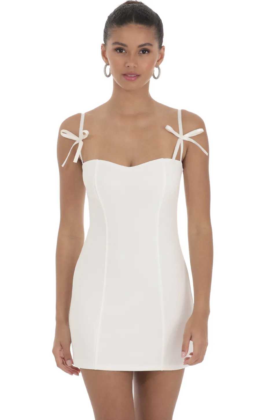 LUCY IN THE SKY Mini Dresses^Bow Ties Bodycon Dress In White