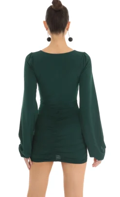LUCY IN THE SKY Mini Dresses^Bridgette Long Sleeve Dress In Green