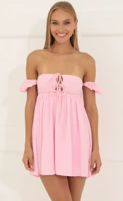 LUCY IN THE SKY Mini Dresses^Bubble Crepe Baby Doll Dress In Pink
