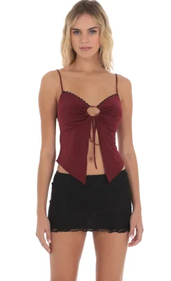 LUCY IN THE SKY Tops^Butterfly Top In Burgundy