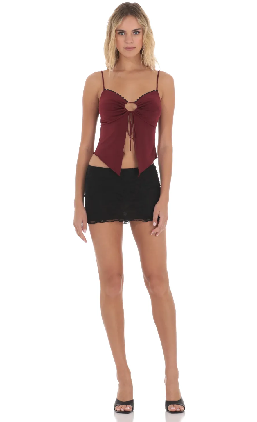 LUCY IN THE SKY Tops^Butterfly Top In Burgundy