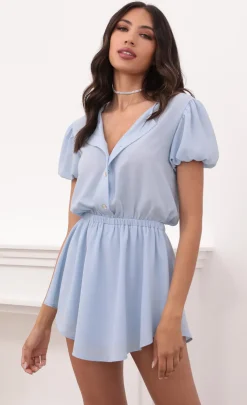 LUCY IN THE SKY Mini Dresses^Button Down Dress In Light Blue