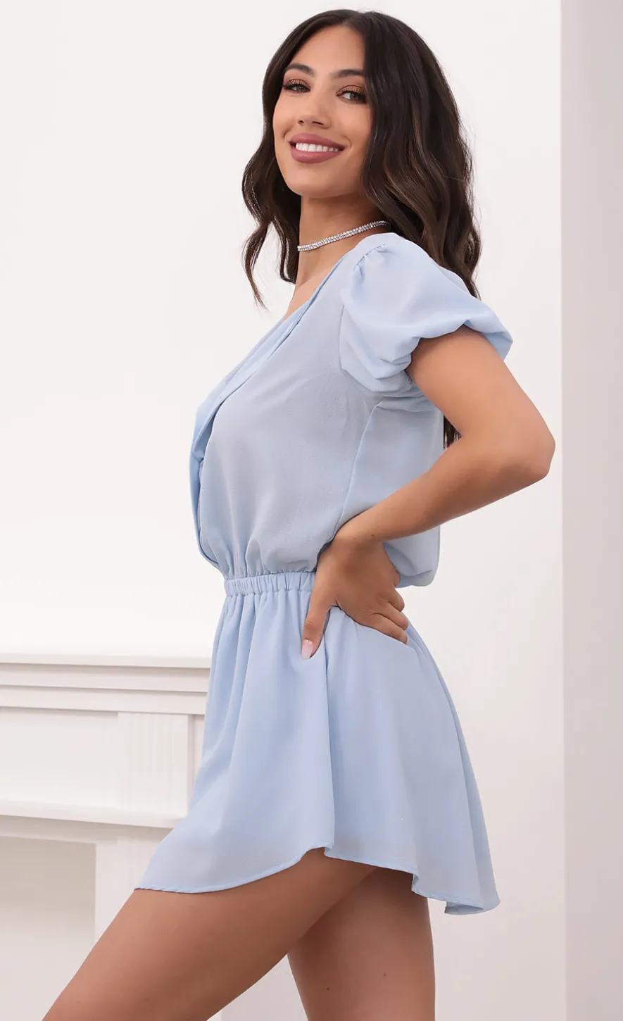 LUCY IN THE SKY Mini Dresses^Button Down Dress In Light Blue