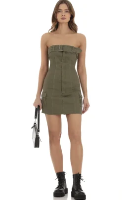 LUCY IN THE SKY Mini Dresses^Cargo Mini Dress In Green