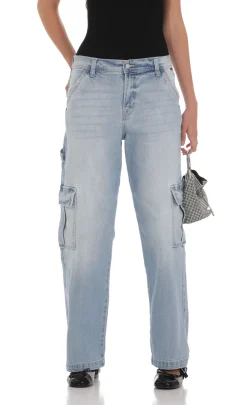LUCY IN THE SKY Jeans^Cargo Wide Leg Jeans In Faded Denim