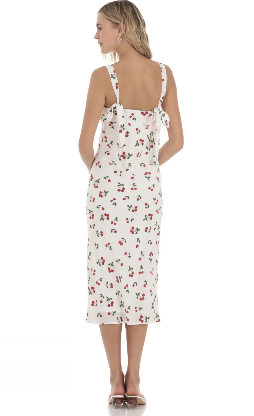 LUCY IN THE SKY Midi Dresses^Cherry Back Ties Midi Dress In White