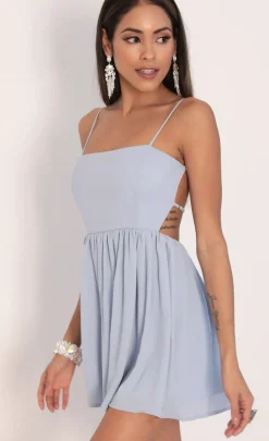 LUCY IN THE SKY Mini Dresses^Chiffon A-line Dress In Dusty Blue