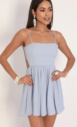 LUCY IN THE SKY Mini Dresses^Chiffon A-line Dress In Dusty Blue