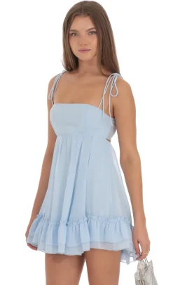 LUCY IN THE SKY Mini Dresses^Chiffon Baby Doll Dress In Sky Blue