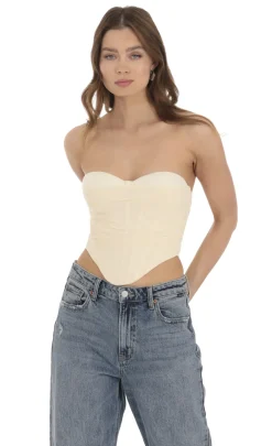 LUCY IN THE SKY Tops^Chiffon Corset Top In Cream