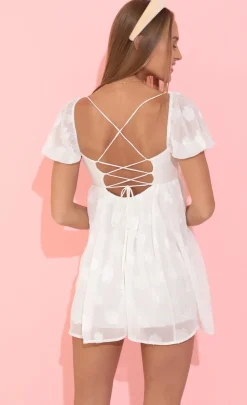 LUCY IN THE SKY Mini Dresses^Chiffon Puff Sleeve Dress In White