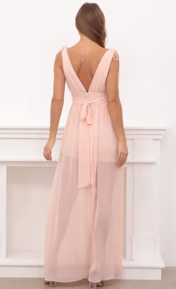 LUCY IN THE SKY Maxi Dresses^Chiffon Slit Maxi Dress In Rose Blush