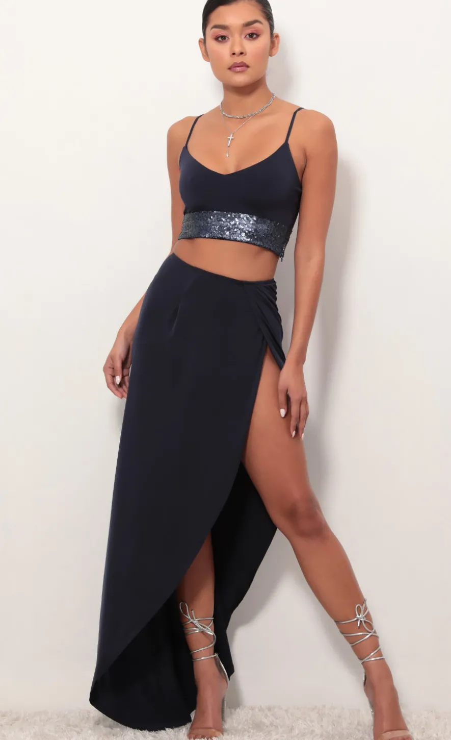 LUCY IN THE SKY Maxi Dresses|Two-Piece Sets^City Lights Sequin Maxi Set In Navy