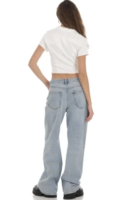 LUCY IN THE SKY Tops^Collared Lace-Up Top In White