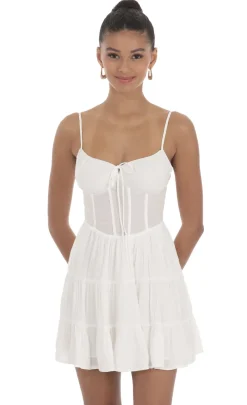 LUCY IN THE SKY Mini Dresses^Corset A-line Dress In White