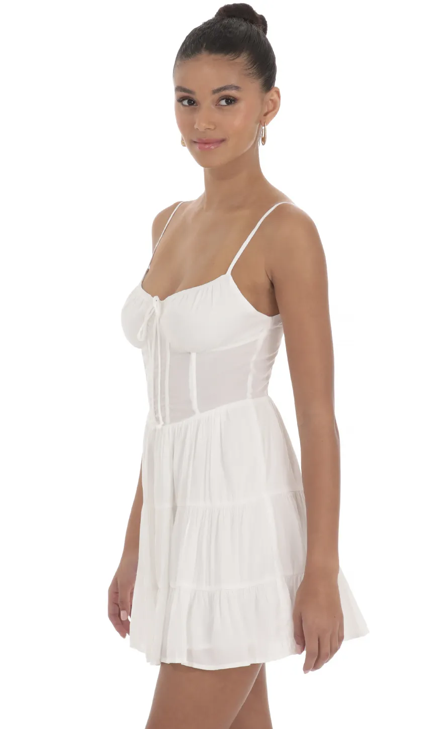 LUCY IN THE SKY Mini Dresses^Corset A-line Dress In White