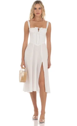 LUCY IN THE SKY Midi Dresses^Corset A-line Midi Dress In White