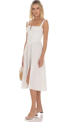 LUCY IN THE SKY Midi Dresses^Corset A-line Midi Dress In White